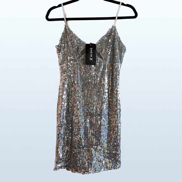 shein silver sequin dress Silver wedding | Fashion Silver wedding